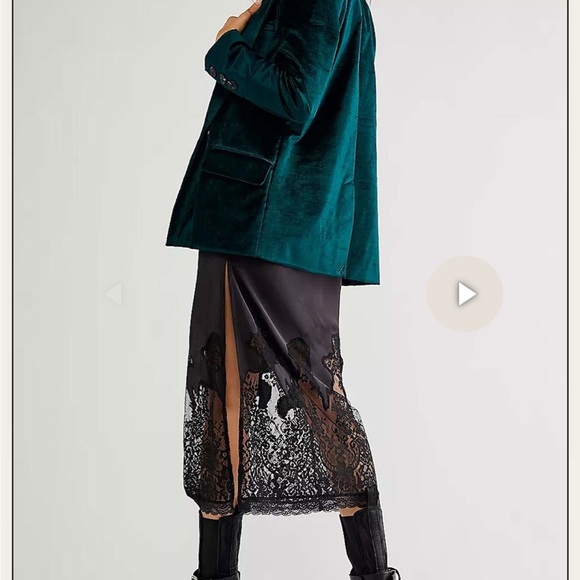Free People Velvet Ashby Blazer Jade Green Double Breasted Jacket XS - Picture 2 of 5